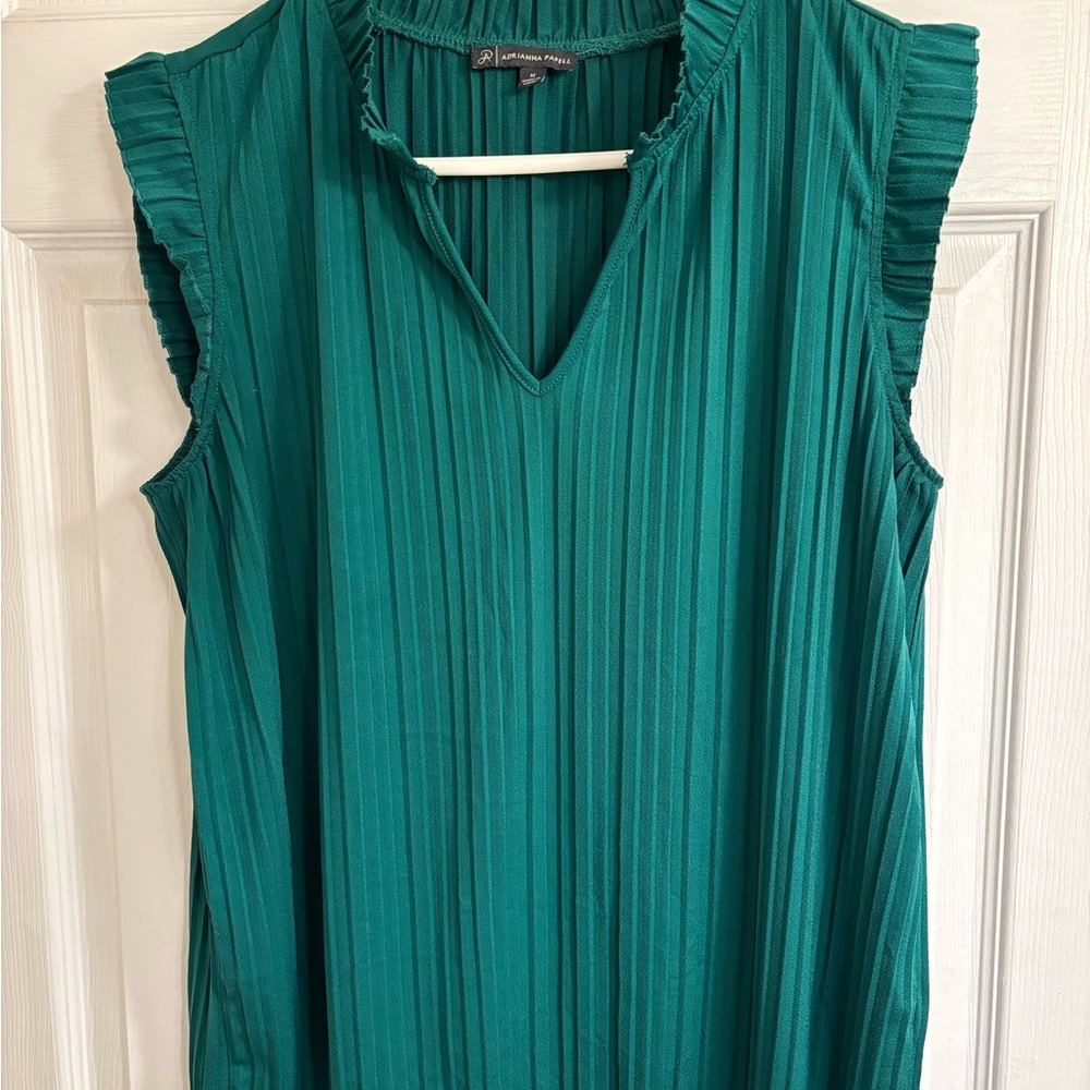 Adrianna Papell Green Pleated Blouse
